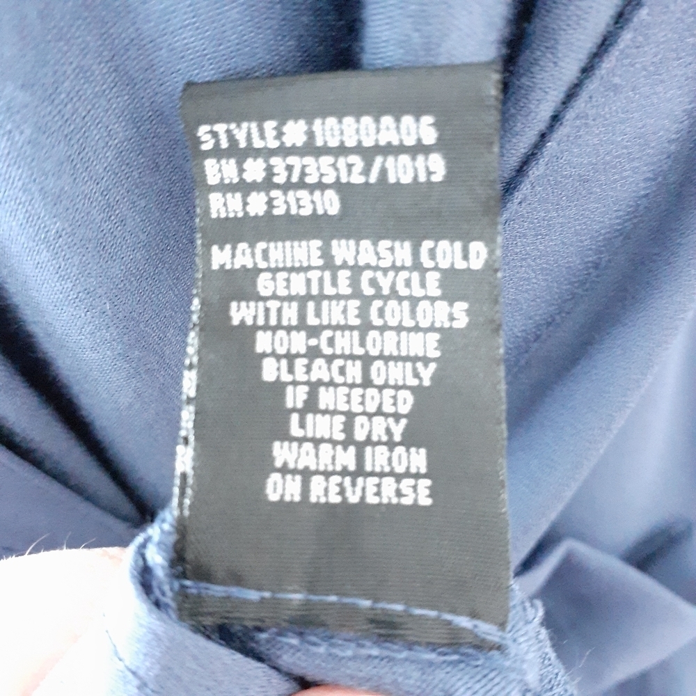 BCX Zip Front Blouse S Tab Button Sleeves Blue 923 - Picture 7 of 7